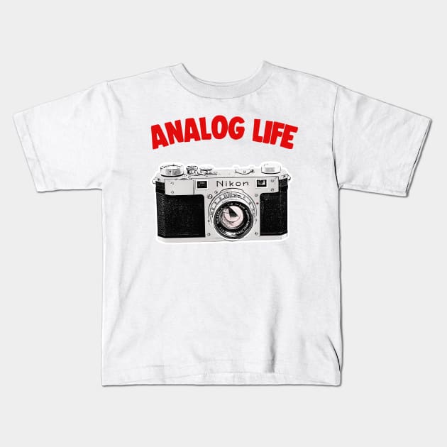 Analog Life / Camera Geek Gift Design Kids T-Shirt by DankFutura